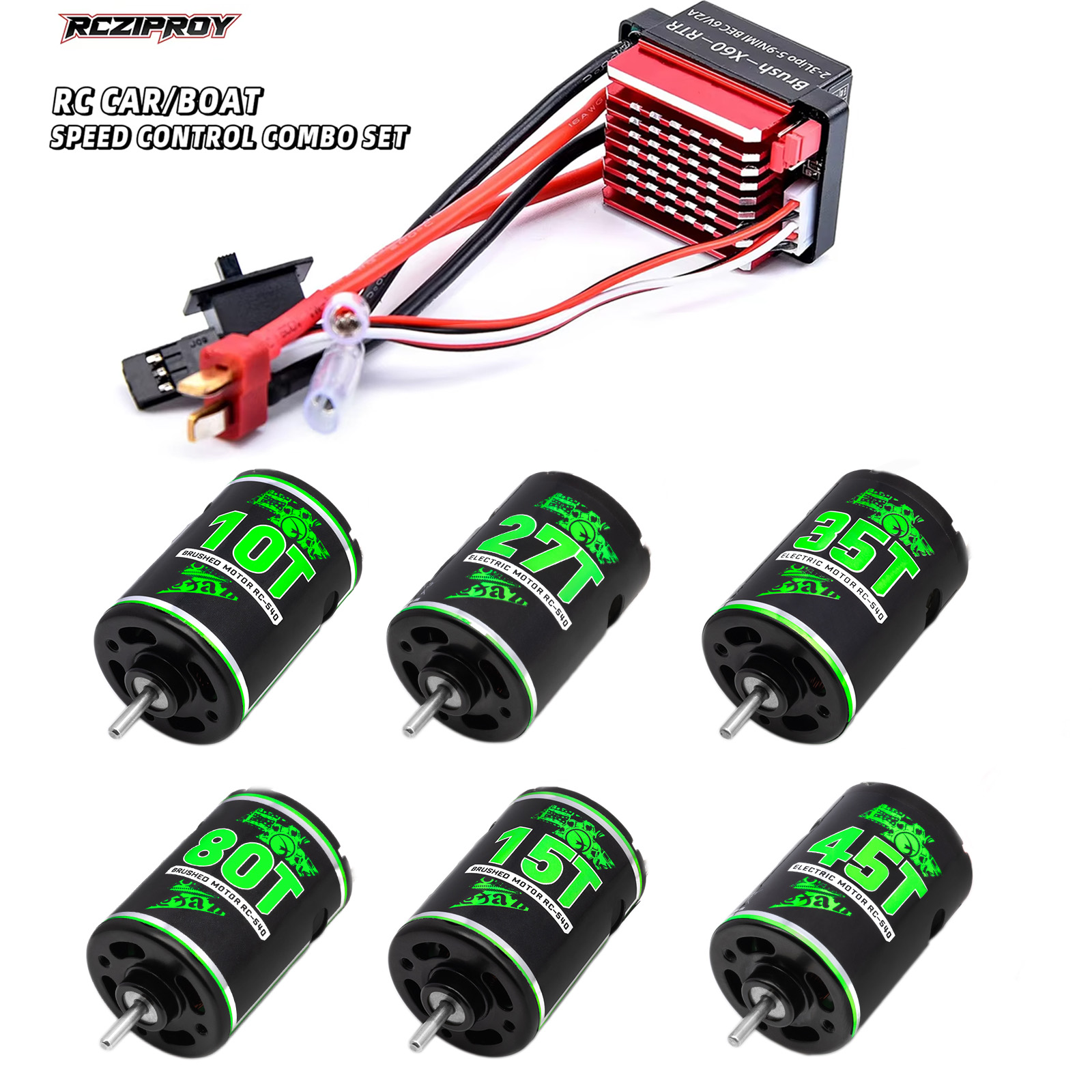 Esc Waterproof 60A - RC 540 10T-80T Wodoodporny Silnik Szczotkowy,